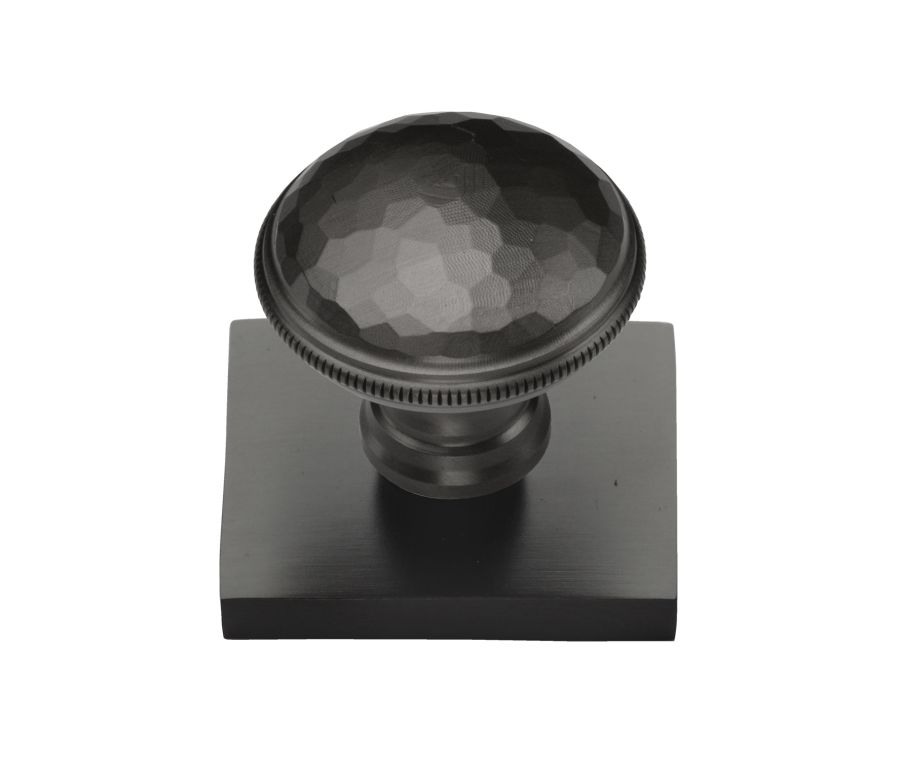 Heritage Brass Matt Bronze Diamond Cut Cabinet Knob with Square Backplate 32mm