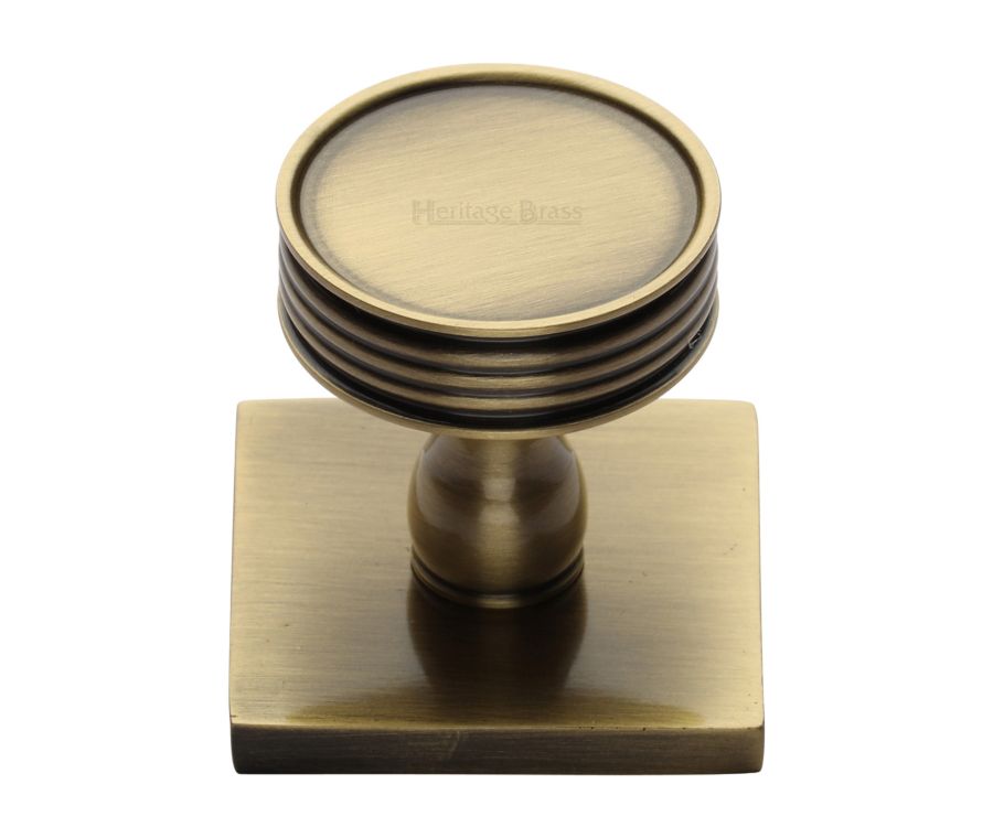 Heritage Brass Antique Brass Venetian Cabinet Knob with Square Backplate 32mm