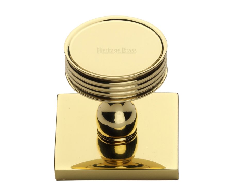 Heritage Brass Polished Brass Venetian Cabinet Knob with Square Backplate 32mm