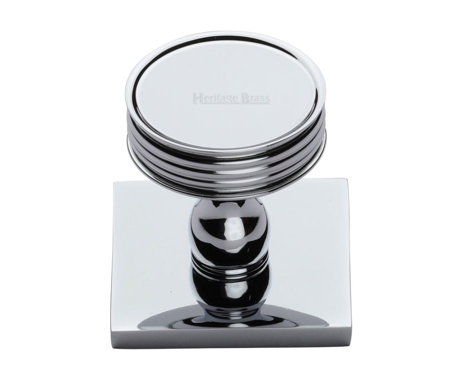 Heritage Brass Polished Chrome Venetian Cabinet Knob with Square Backplate 32mm