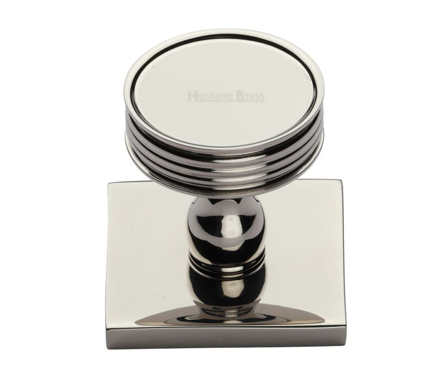 Heritage Brass Polished Nickel Finish Venetian Cabinet Knob with Square Backplate 32mm