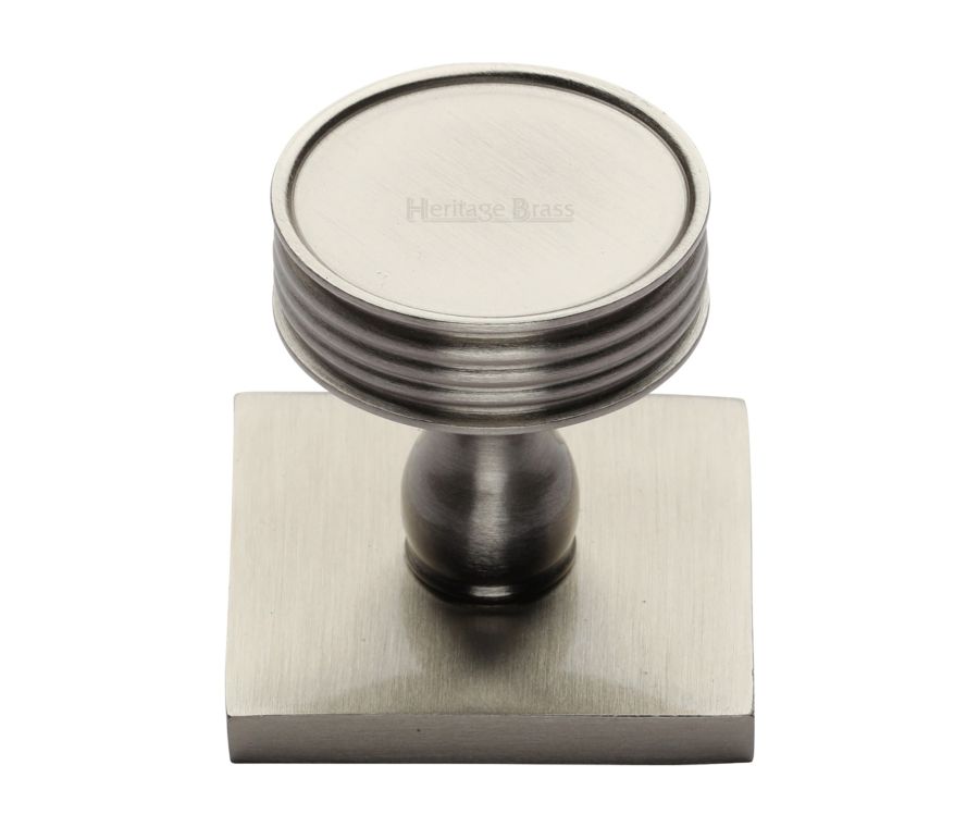 Heritage Brass Satin Nickel Venetian Cabinet Knob with Square Backplate 32mm