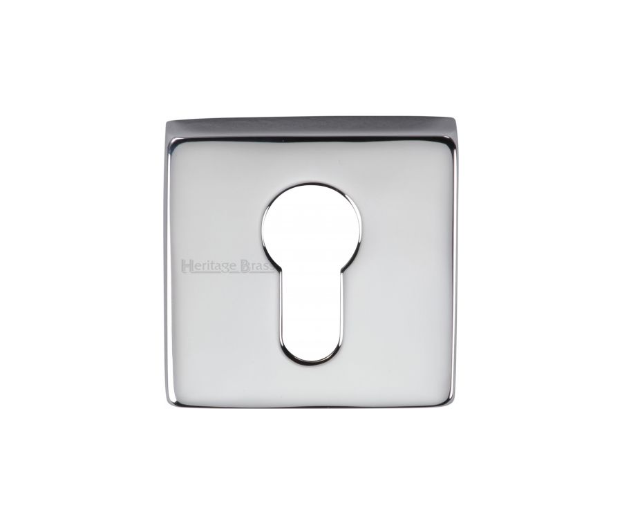 Polished Chrome Euro Profile Cylinder Escutcheon Square - SQ5004
