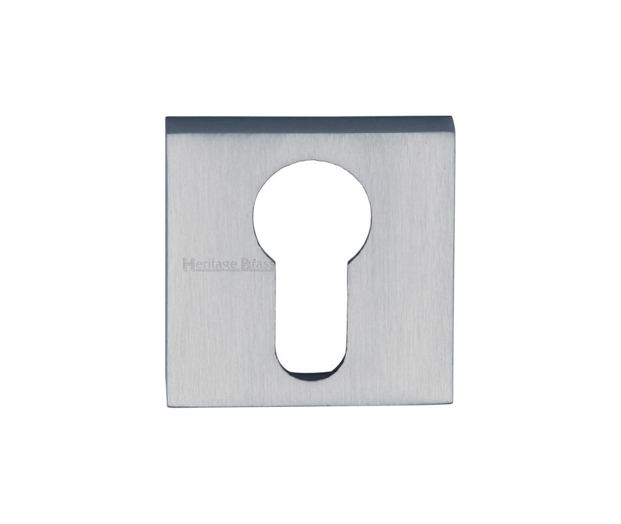 Satin Chrome Euro Profile Cylinder Escutcheon Square - SQ5004