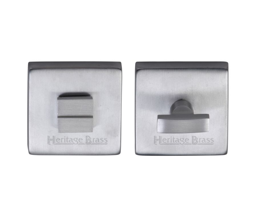 Satin Chrome Square Bathroom Turn & Release - SQ5040