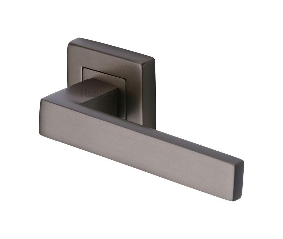 Matt Bronze Delta Sq Door Handle on Square Rose