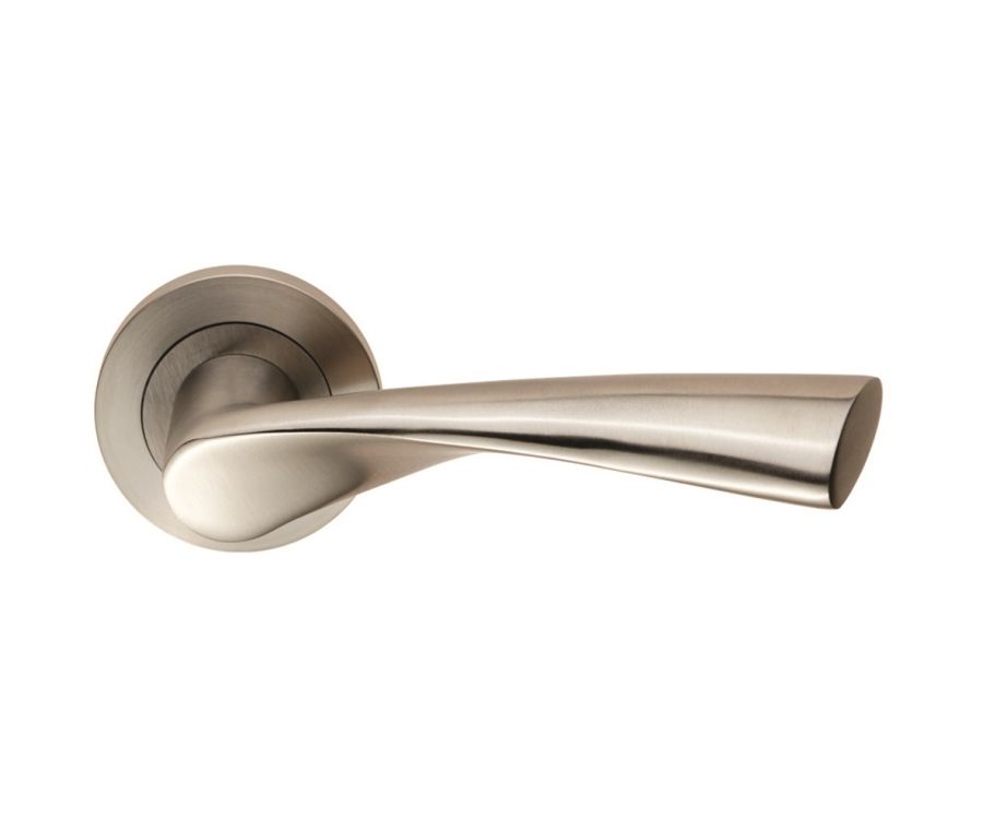 Set Satin Stainless Steel Breeze Lever on rose  | SWL1121SSS