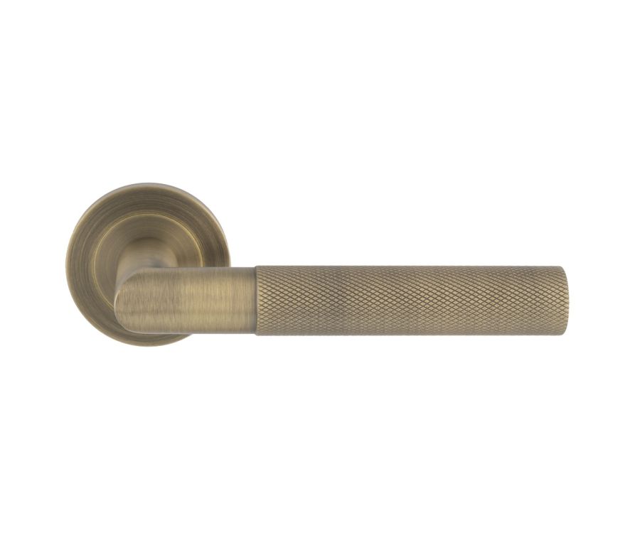 Antique Brass Crown Knurled Style Lever on rose | SWL1169AB