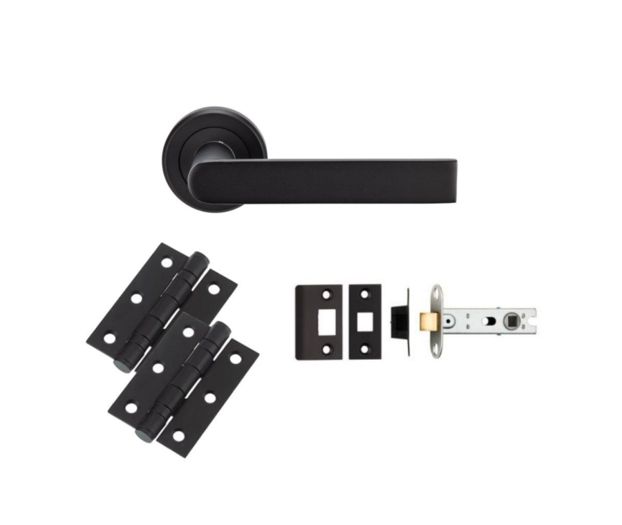LATCH PACK - Matt Black Serozzetta Edge Lever Handle Door Kit 