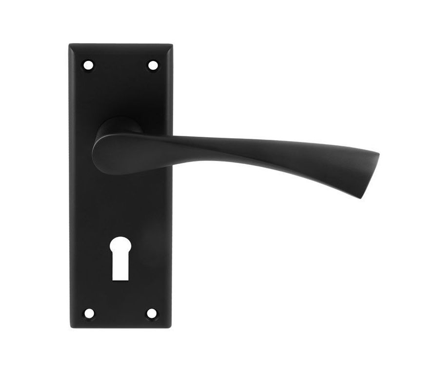 Set Serozzetta Matt Black Venti Lever Lock Furniture on backplate | SZR021MB