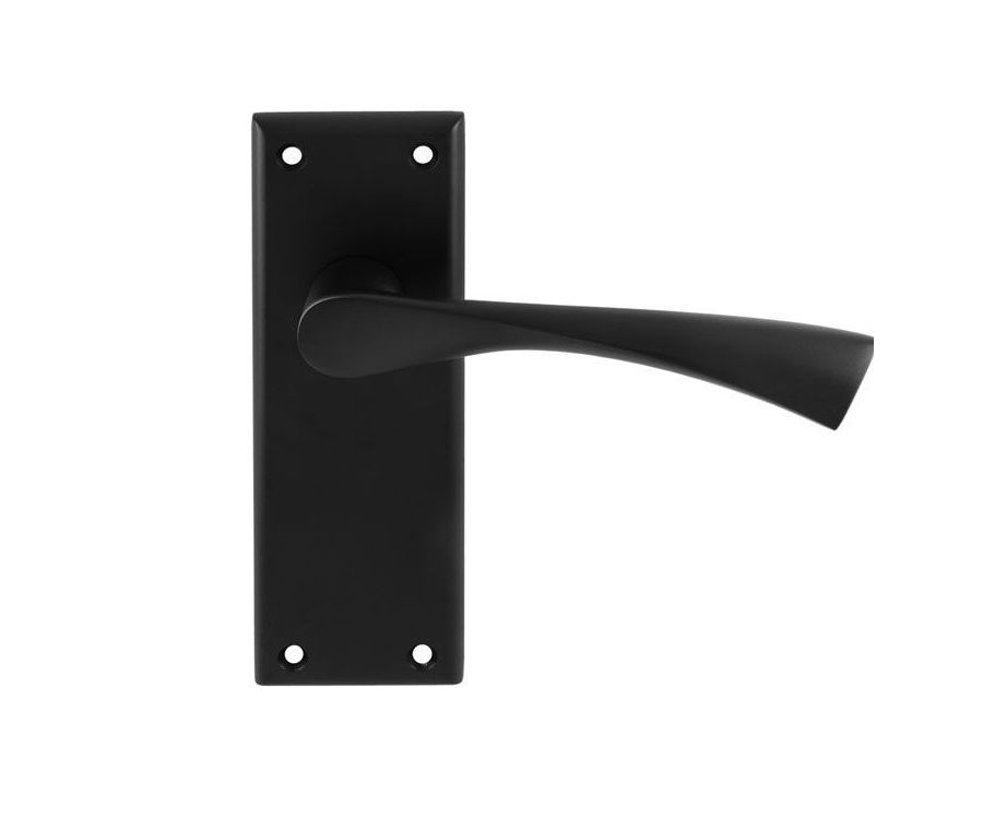Set Serozzetta Matt Black Venti Lever Latch Furniture on backplate | SZR022MB