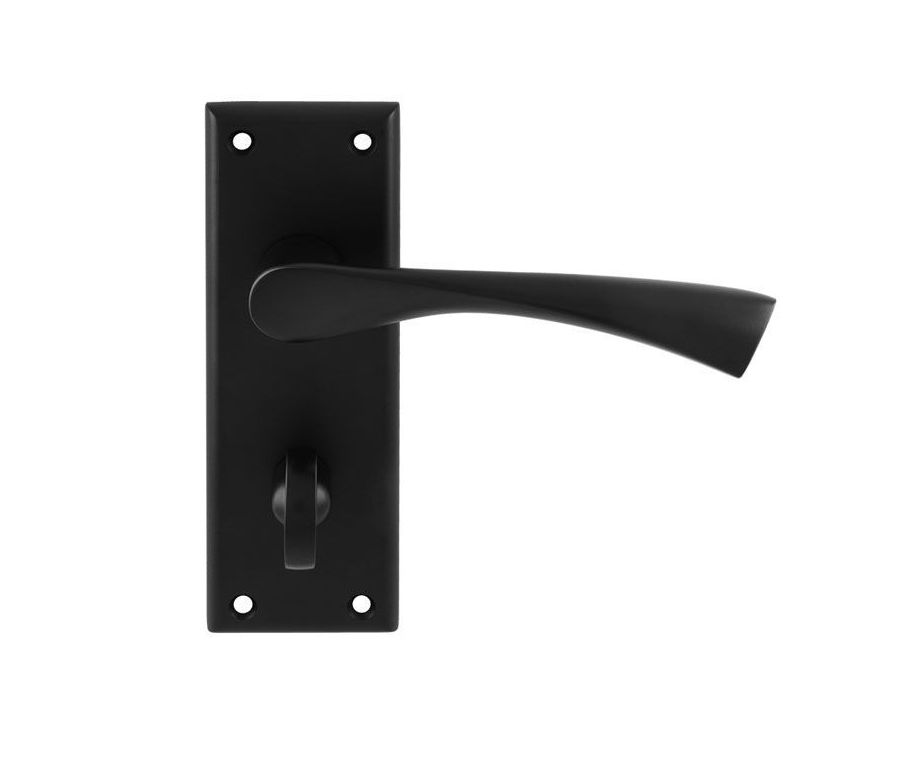 Set Serozzetta Matt Black Venti Lever Bathroom Furniture on backplate | SZR023MB