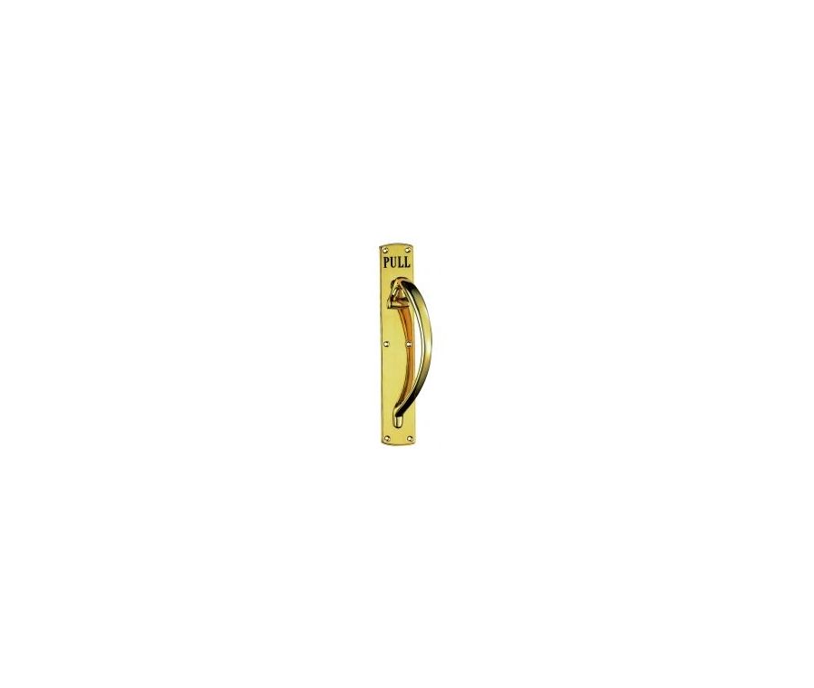 453x75mm Polished Brass Large Pull Handle engraved PULL - Right 