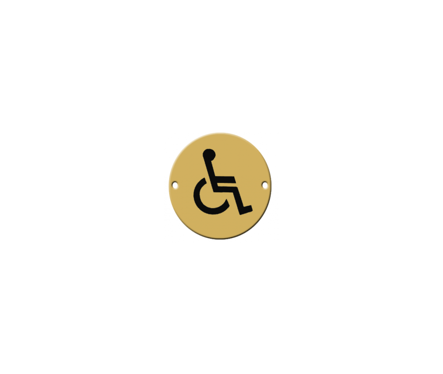 76mm dia. Polished Brass Circular Disabled Sign