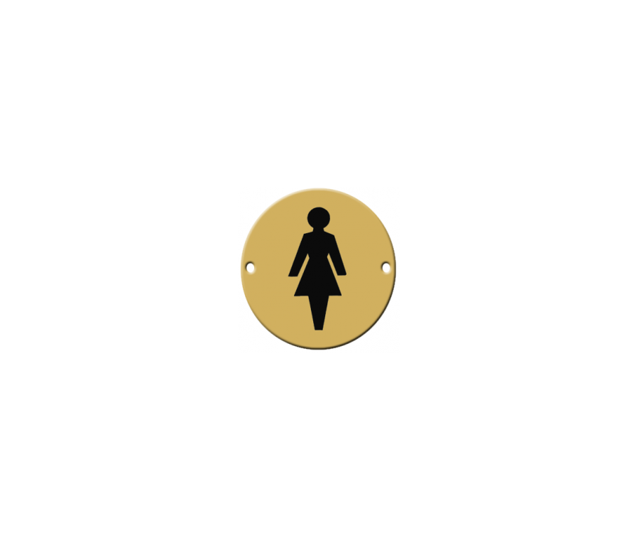 76mm dia. Polished Brass Circular Female Sign