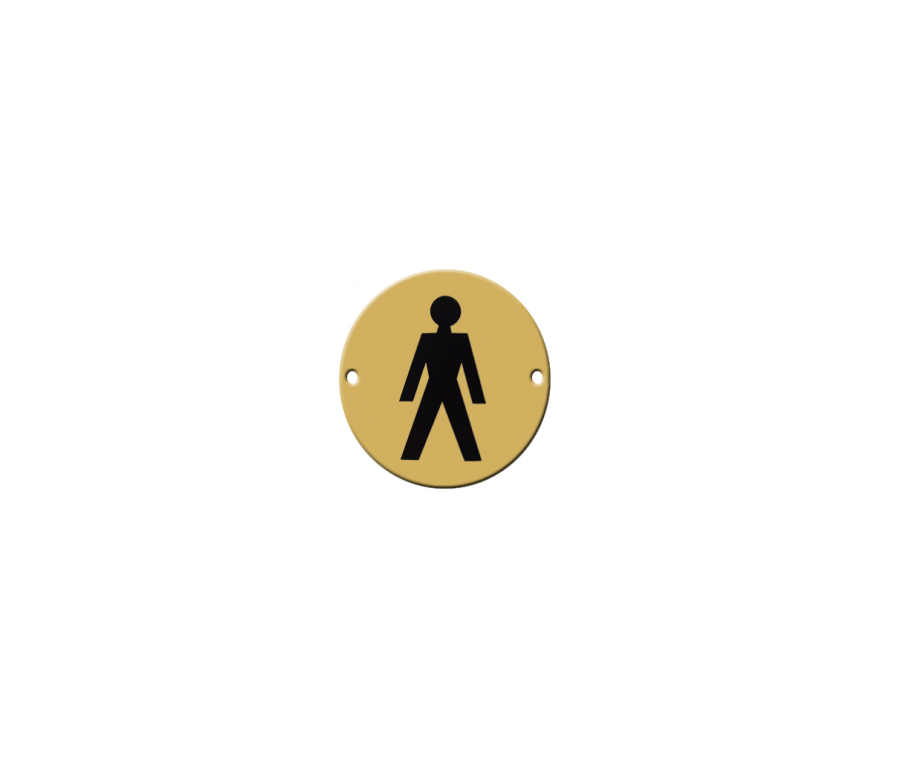 76mm dia. Polished Brass Circular Male Sign