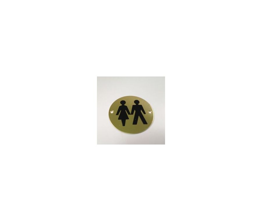 76mm dia. Polished Brass Circular Unisex Sign