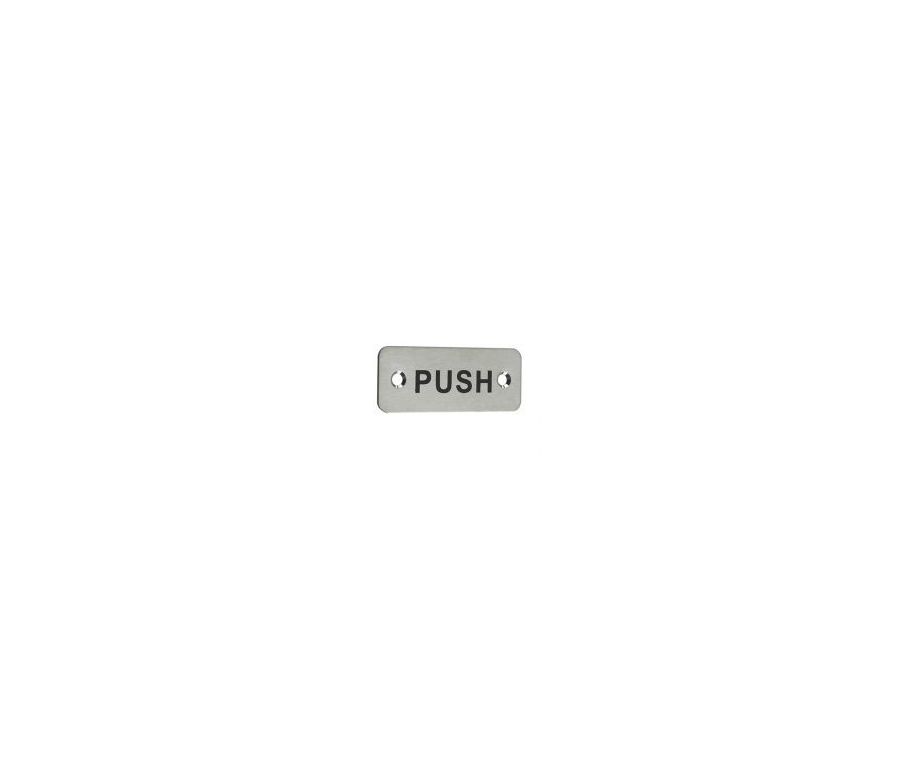 75 x 30mm Satin Stainless Steel Sign engraved PUSH | ZAS33SS