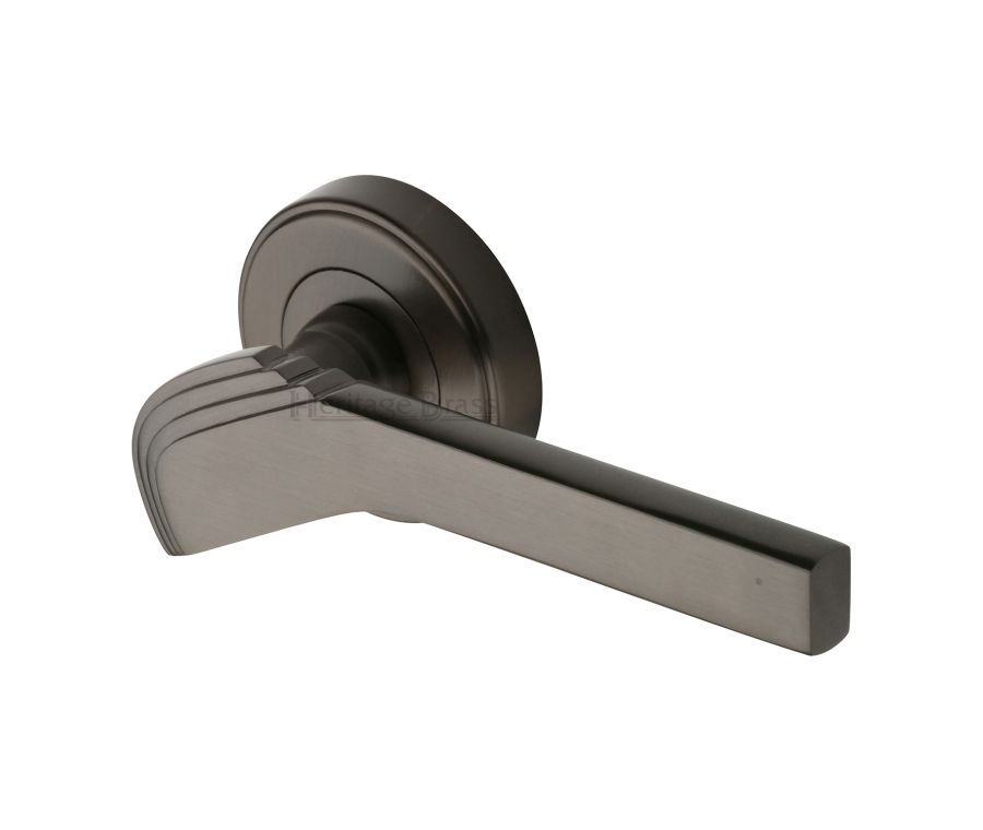 Matt Bronze Tiffany Door Handle on Round Rose