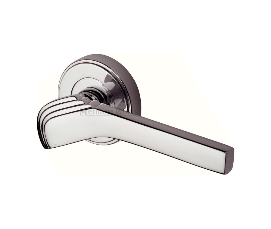 Polished Nickel Finish Tiffany Door Handle on Round Rose