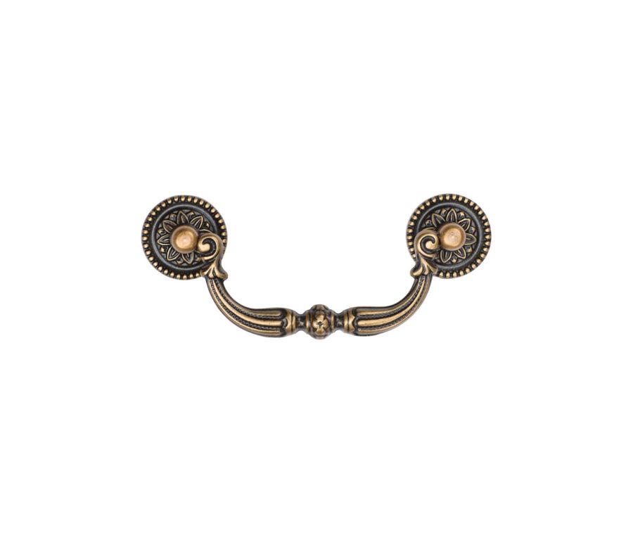 Distressed Brass 96mm c/c Ornate Swan Drawer Drop Pull | TK3085-096-DBS