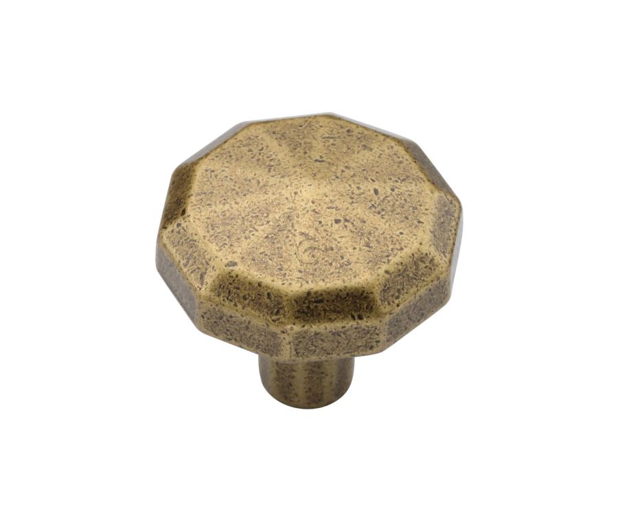 Distressed Brass Octagonal Knob - 30mm  | TK4231-030-DBS