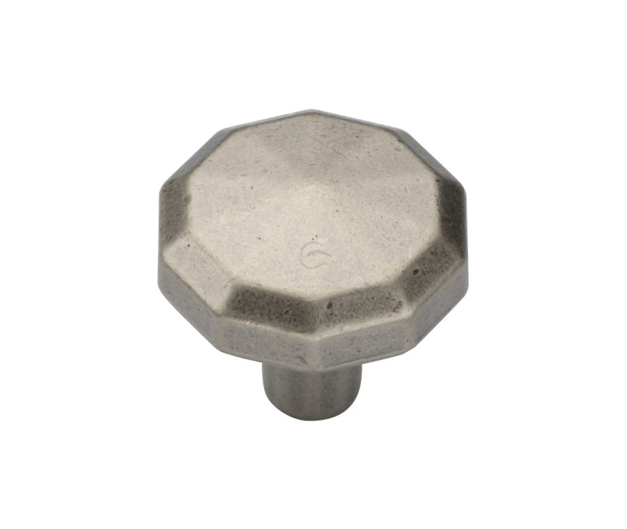 Distressed Pewter Octagonal Knob - 30mm  | TK4231-030-DPW