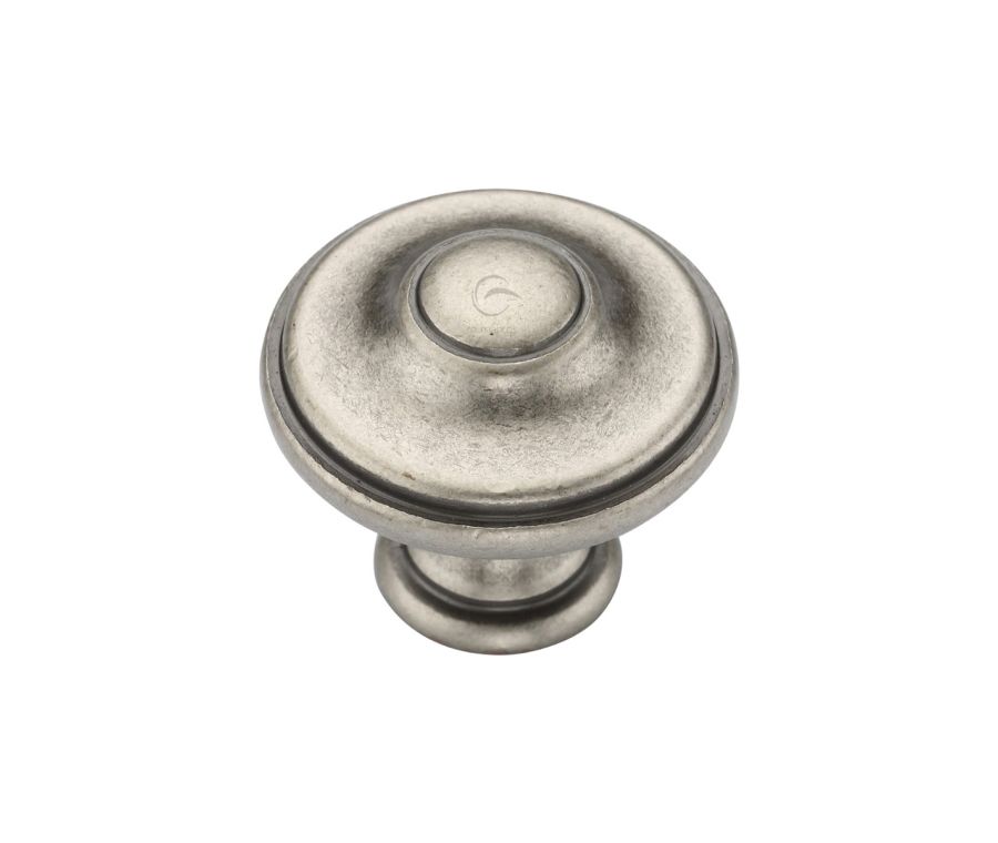 Distressed Pewter Domed Round Knob - 35mm  | TK4408-035-DPW