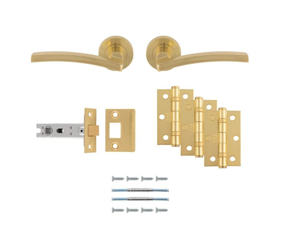 Satin Brass Tavira Latch Pack - Ultimate Door Pack