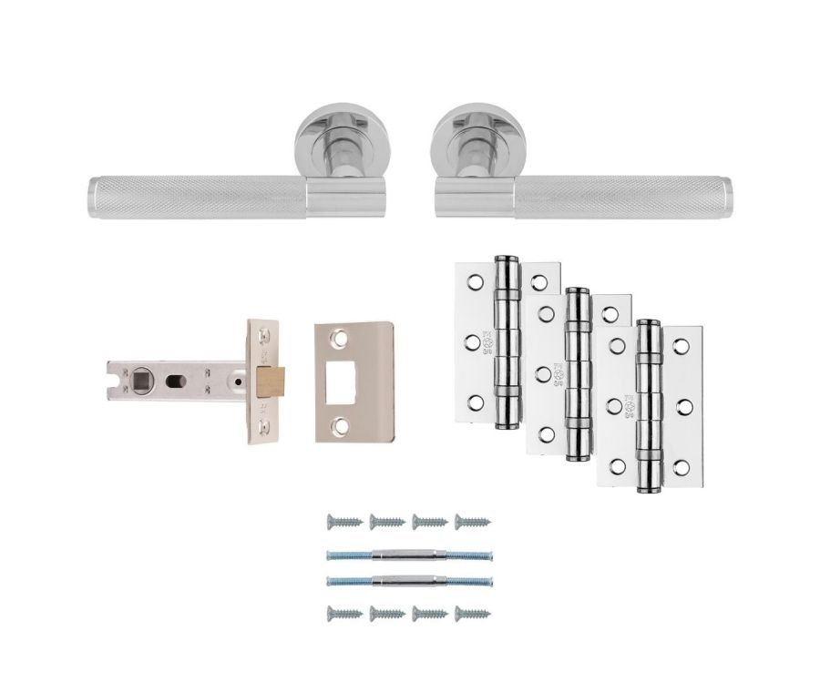 Polished Chrome Knurled Lagos Latch Pack - Ultimate Door Pack