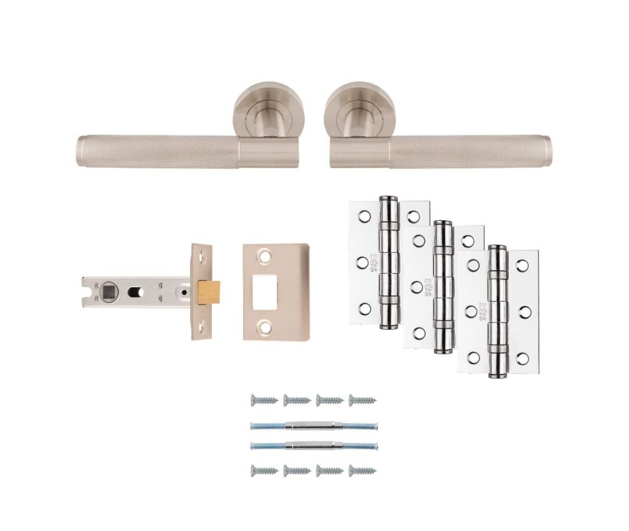 Satin Nickel Knurled Lagos Latch Pack - Ultimate Door Pack