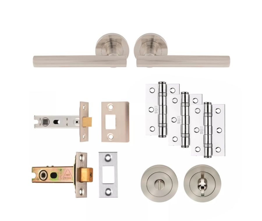 Satin Nickel Faro Bathroom Pack - Ultimate Door Pack