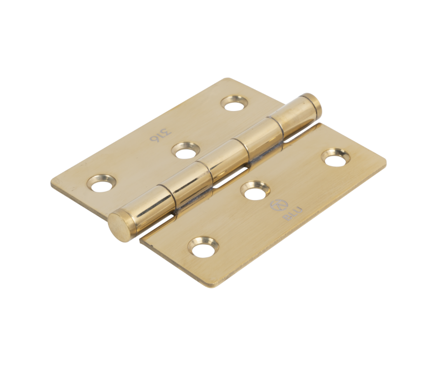 Polished Brass 76 x 66mm Slim Knuckle Window Hinge - Square |  HY3-PPB