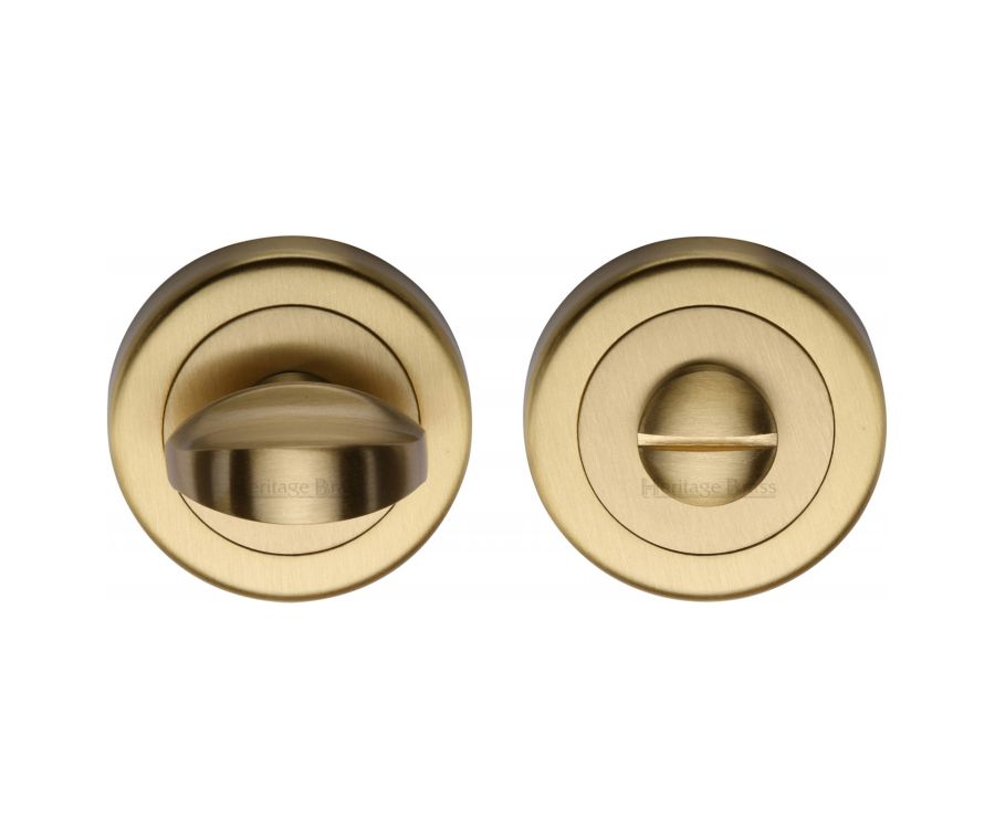 Satin Brass Round Bathroom Turn & Release - V0678