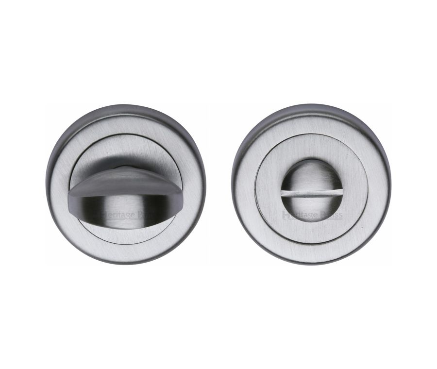 Satin Chrome Round Bathroom Turn & Release - V0678