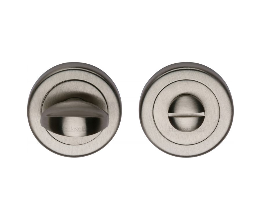 Satin Nickel Round Bathroom Turn & Release - V0678