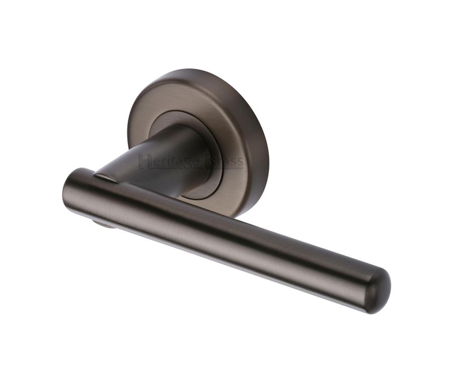 Matt Bronze Challenger Door Handle on Round Rose