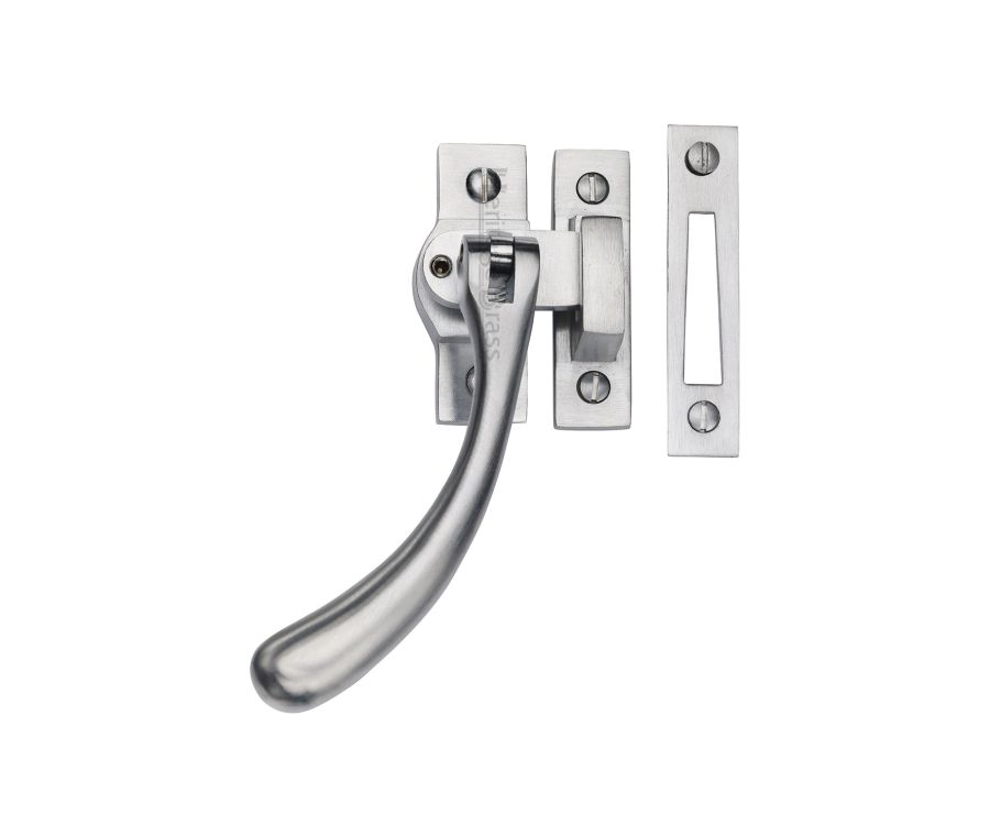 Heritage Brass Satin Chrome Lockable Casement Window Fastener - Ball Design
