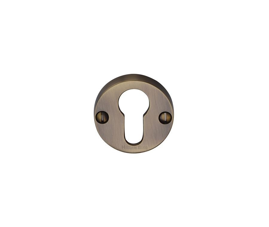 Antique Brass Euro Profile Cylinder Escutcheon Round - V1012