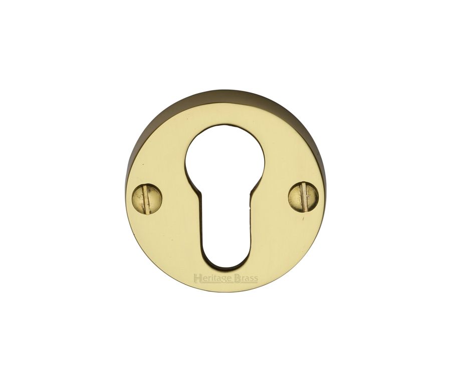 Polished Brass Euro Profile Cylinder Escutcheon Round - V1012