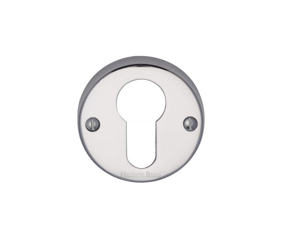 Polished Chrome Euro Profile Cylinder Escutcheon Round - V1012