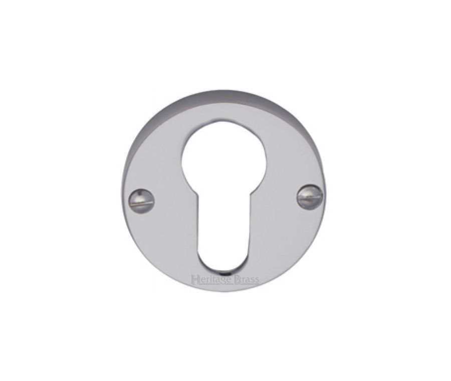 Satin Chrome Euro Profile Cylinder Escutcheon Round - V1012