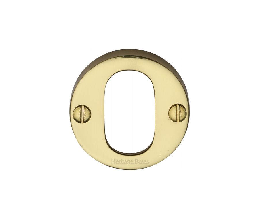 Polished Brass Oval Profile Cylinder Escutcheon Round - V1013