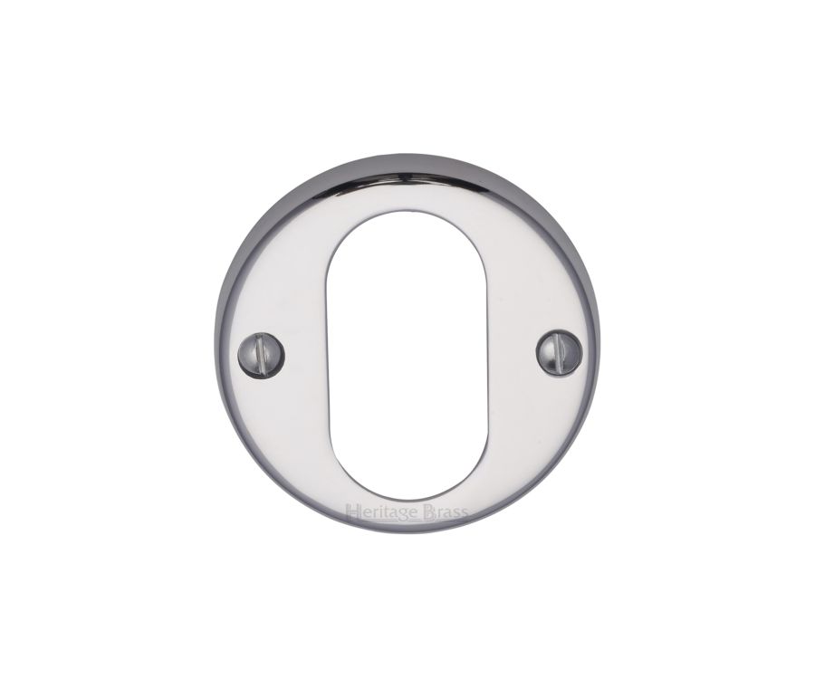 Polished Chrome Oval Profile Cylinder Escutcheon Round - V1013