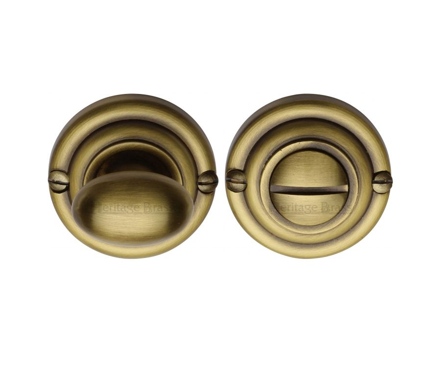 Antique Brass Round Bathroom Turn & Release - V1015