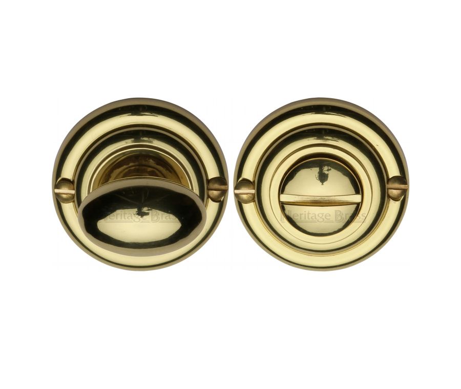 Polished Brass Round Bathroom Turn & Release - V1015
