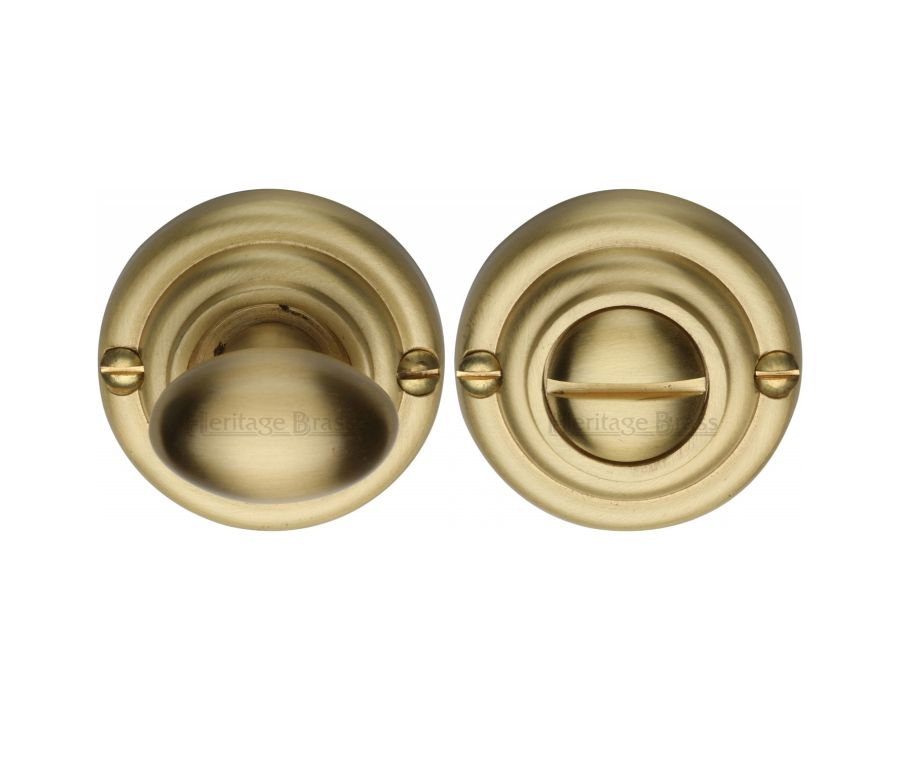 Satin Brass Round Bathroom Turn & Release - V1015
