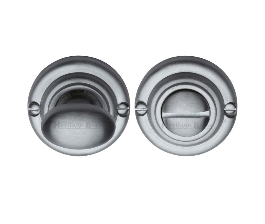 Satin Chrome Round Bathroom Turn & Release - V1015