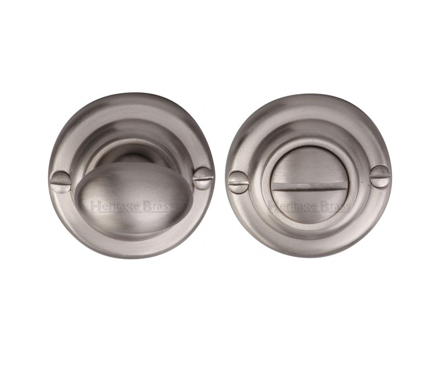 Satin Nickel Round Bathroom Turn & Release - V1015