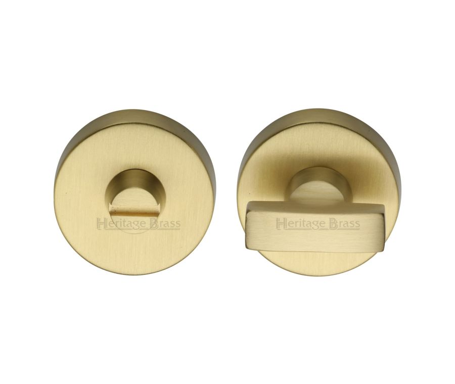 Satin Brass Round Bathroom Turn & Release - V1018